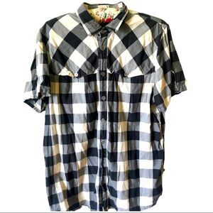 MAKIA SHIRT, BLACK/WHITE Checkered Pattern, Size XL